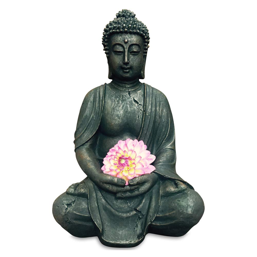 Boltze Buddha Figur sitzend (Höhe 40 cm, Statue aus Kunstharz, Feng-Shui Deko, Dekoration / Geschenk