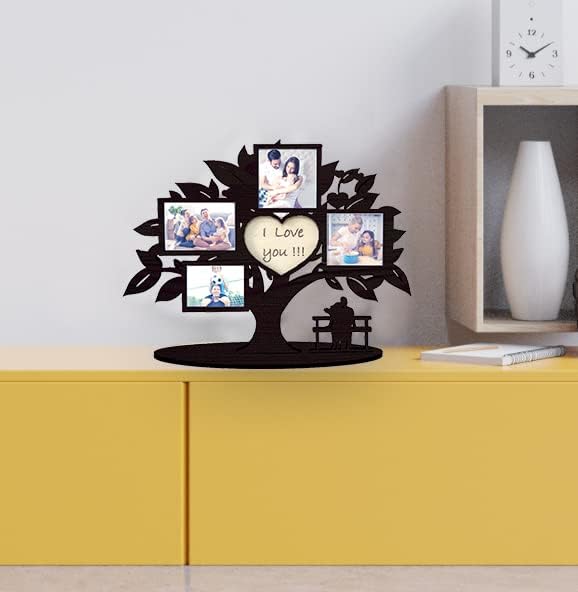 Pekiedo Bilderrahmen Lebensbaum aus Holz, Mehrfach-Bilderrahmen Love You, Geschenkidee für Freundin,