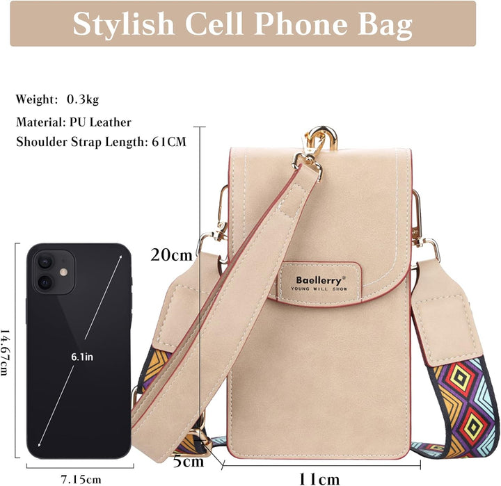 PORRASSO Handy Umhängetasche Damen Mode Handytasche PU Schultertasche Mädchen Geldbörse Crossbody Ba