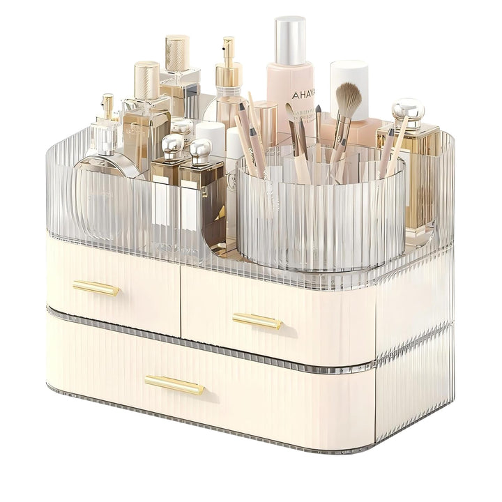 DASITON Make Up Kosmetik Organizer, 360° Drehbar Make Up Pinsel Organizer, Grosser Kosmetik Aufbewah