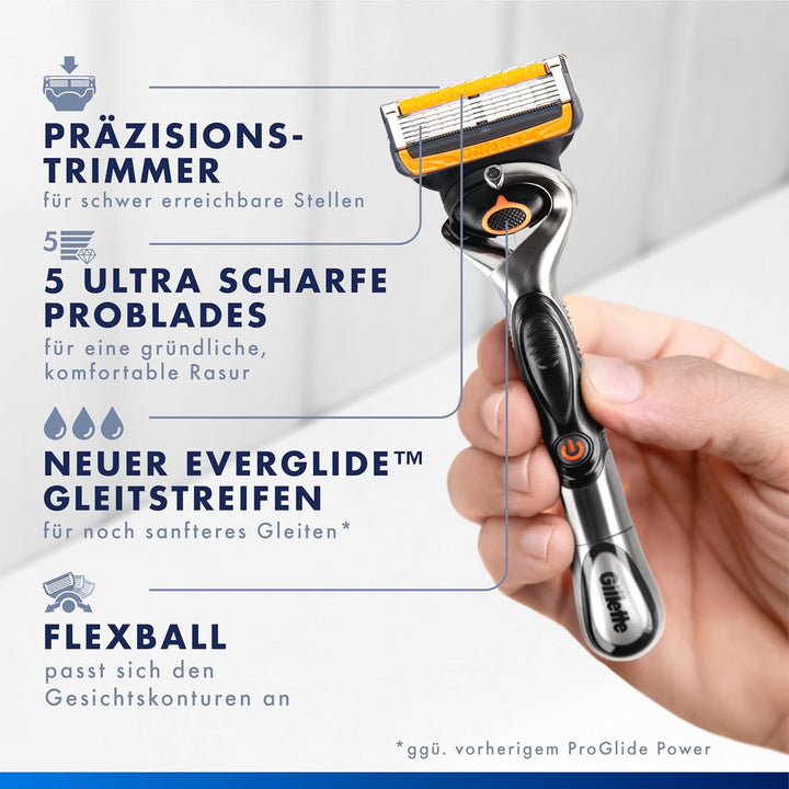 Gillette Proglide Power Klingen, 4 Original Ersatzklingen, Rasierklingen Herren, 2x Gleitstreifen vo