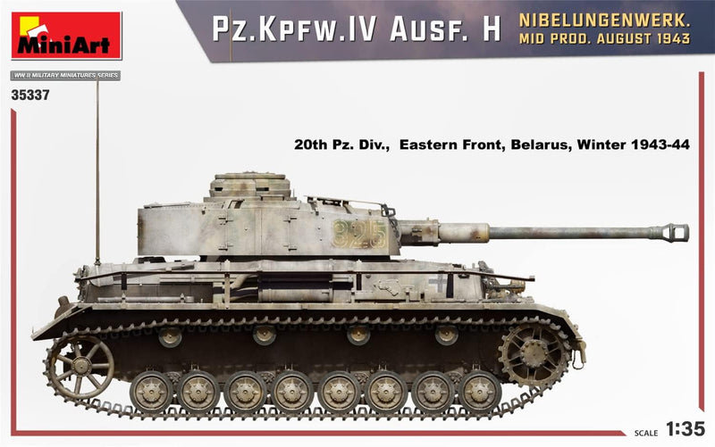 Mini Art 35337 1:35 Pz.Kpfw.IV AUSF.H Aug43 Mit. Nibe. - originalgetreue Nachbildung, Modellbau, Pla