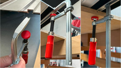 BESSEY Ganzstahl-Tischzwinge GTR30B6, Spannweite 300 mm Ausladung 60 mm, zum Fixieren von Führungssc