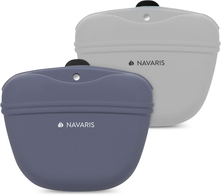 Navaris Hunde Futterbeutel aus Silikon 2er Set - 2X Snackbeutel mit Clip und Magnet - Futtertasche L