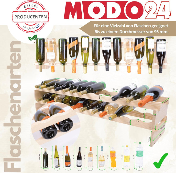 Weinregal, Holzregal, Modulares Weinständer, Weinhalter, Flaschenständer, Flaschenregal, Modernes Ge