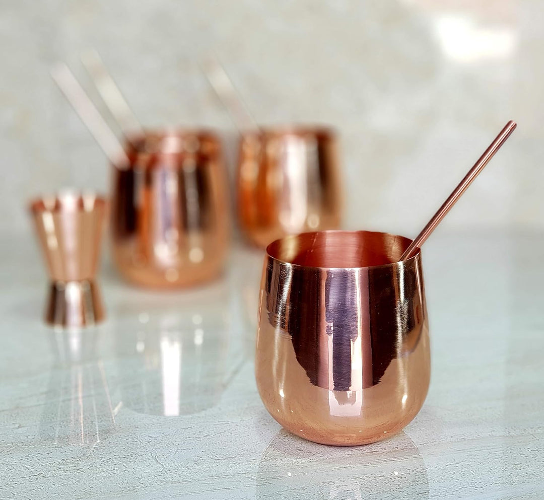 eSplanade Moscow Mule Kupferbecher - Set mit 4-100% handgefertigten - lebensmittelechten reinen Voll
