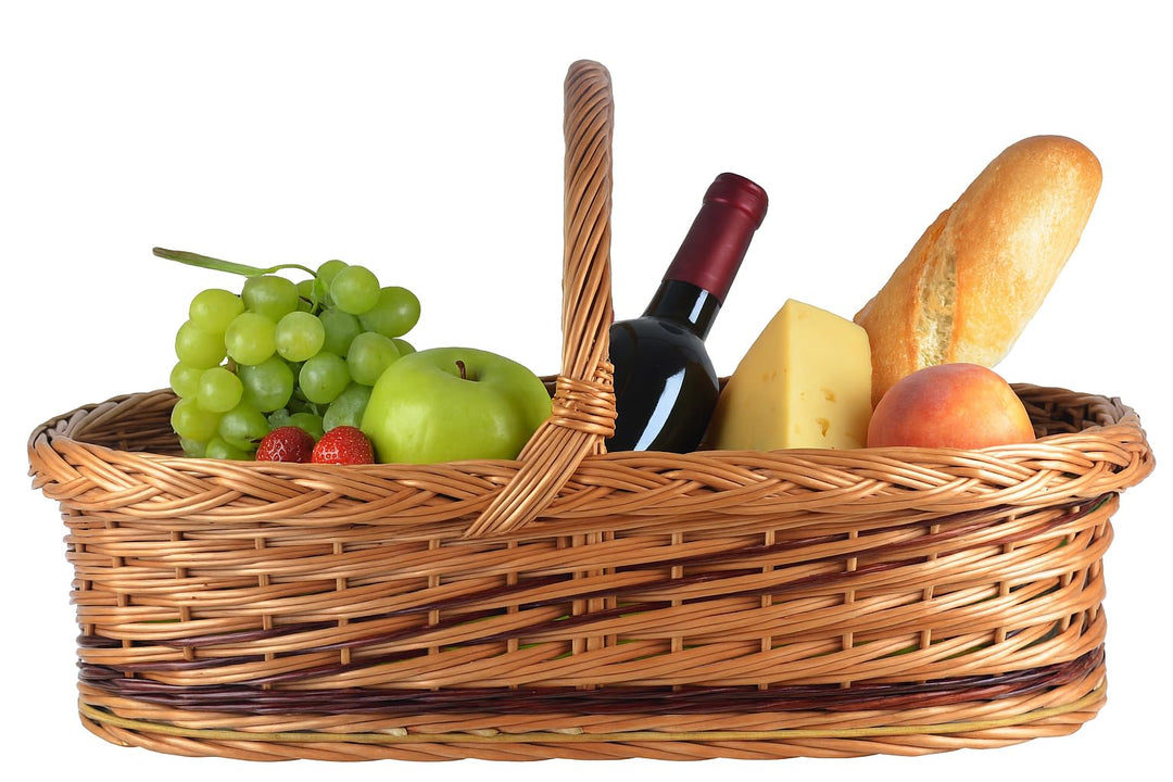 Tablett Serviertablett aus Weide mit festem Henkel und Bodenplatte mit Motiven zur Auswahl – 56×39×3