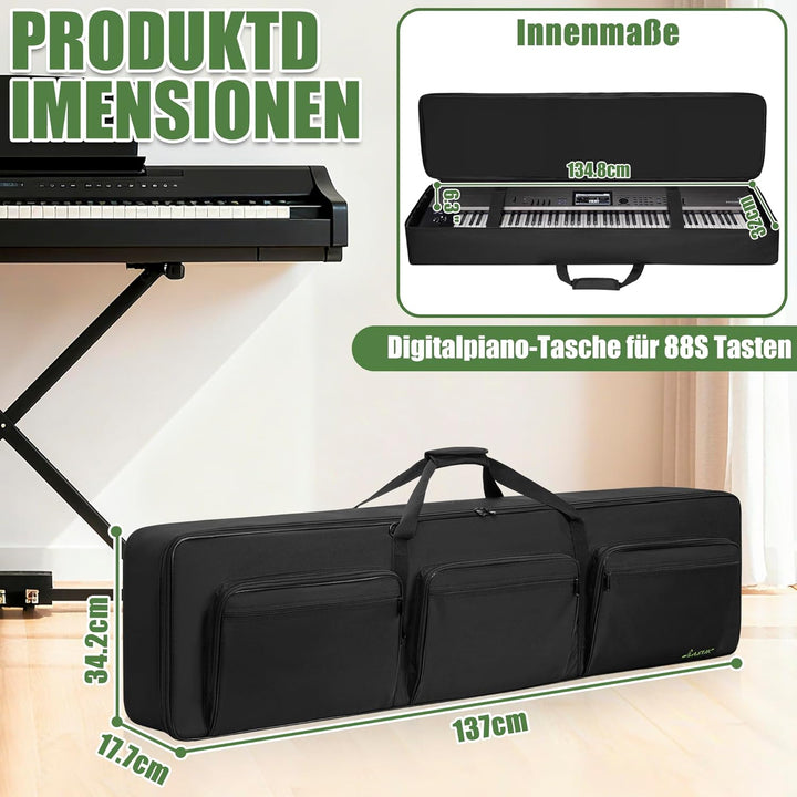 FREEAMG 88 Key Keyboard Tasche, Robuste 600D Oxford Keyboardtasche 88 Tasten mit 10 mm Polsterung, K