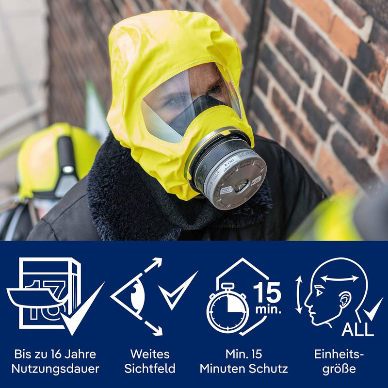 Dräger PARAT 5500 Brand-Fluchthaube | Effektive Rettungshaube mit CO P2 Filter PARAT 5530 mit Hard C