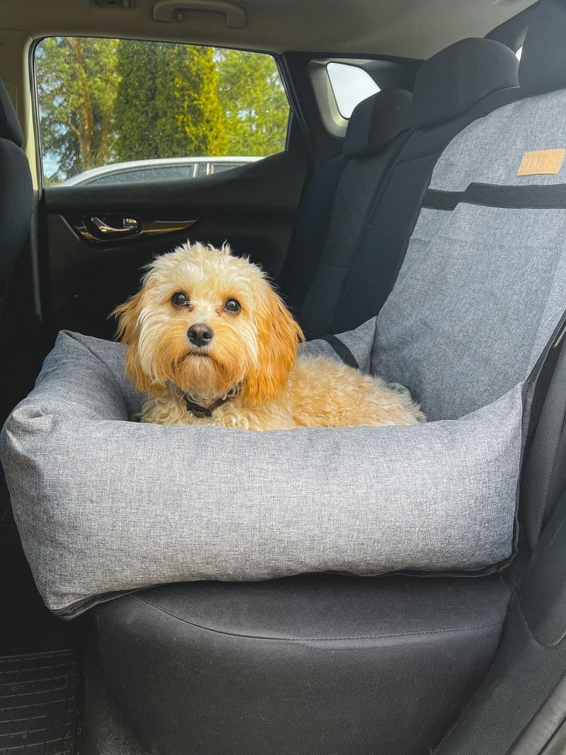 Petsen Personalisierte Hunde Autositz | Hundesitz Auto Rückbank mit Leine| Hundeautositz mit Hundena