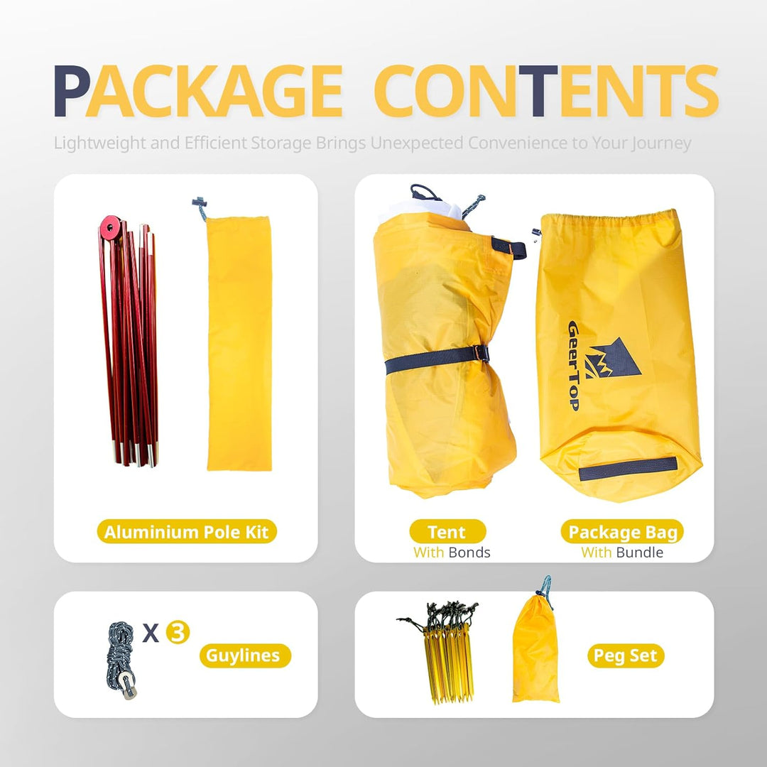 GEERTOP Campingzelt Ultraleichte 2 Personen Doppelten Zelt 3-4 Saison Camping Zelt für Trekking, Out