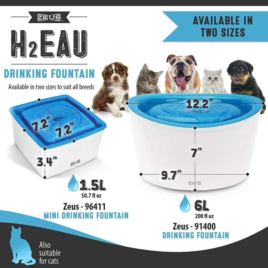 Zeus Trinkbrunnen für Hunde, weiss/blau, 6L