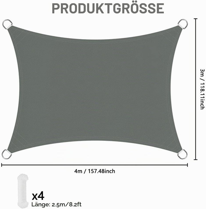 OFFCUP Sonnensegel, Sonnenschutz Baldachin, rechteckige Markise, Oxford-Stoff Wasserdicht Ripstop Uv