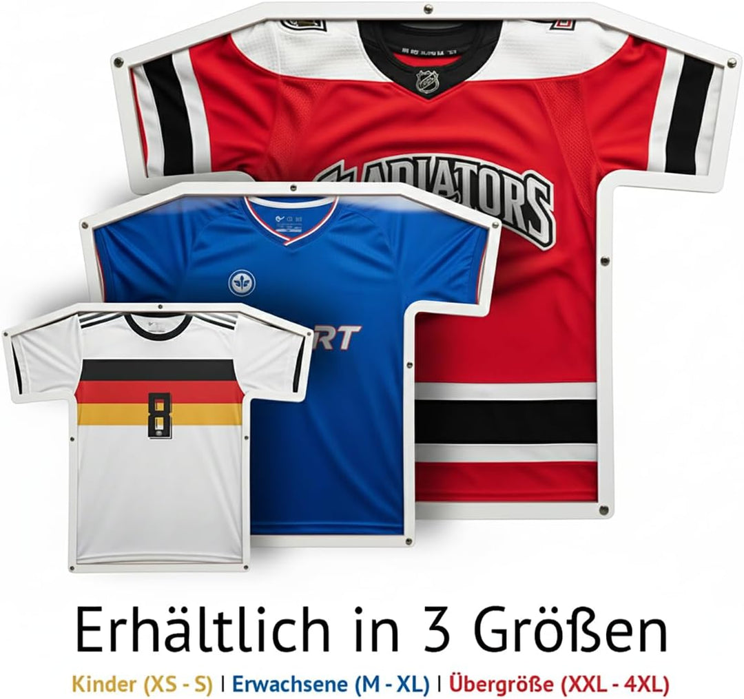Trikotrahmen in T-Form, Kinder (XS - S), Weiss, für T-Shirts, Fussballtrikots, Sporttrikots, bruchsi