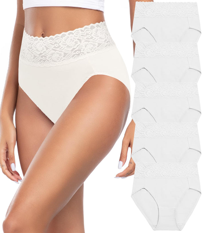 Wealurre Unterhosen Damen, Unterwäsche Frauen Baumwolle Hohe Taille Slip Damen Unterwäsche Spitze 5e