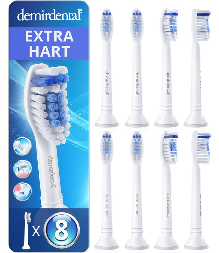 8er demirdental Ersatzbürsten passend für Philips Sonicare, Harte Aufsätze & Aufsteckbürsten, harte