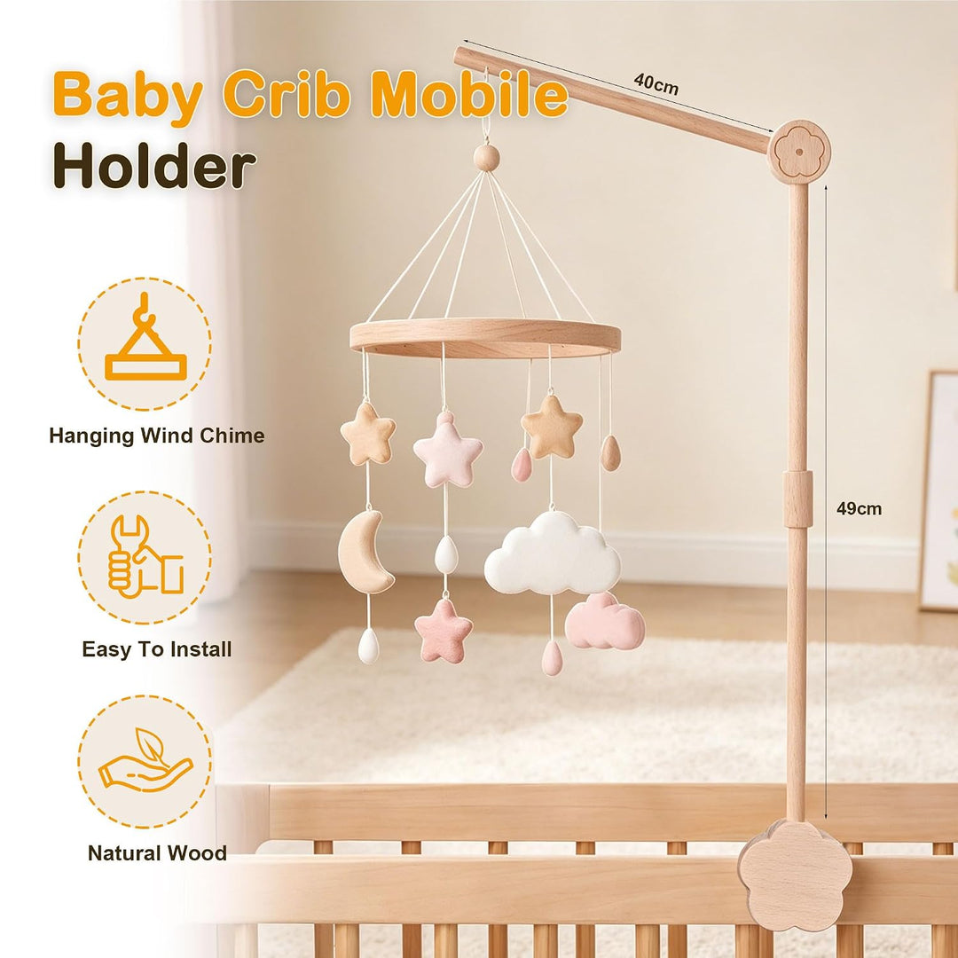 Mobile Halterung Holz für Babybett und Wickeltisch, 360° Drehbar | Höhenverstellbarer Abnehmbar, Mob