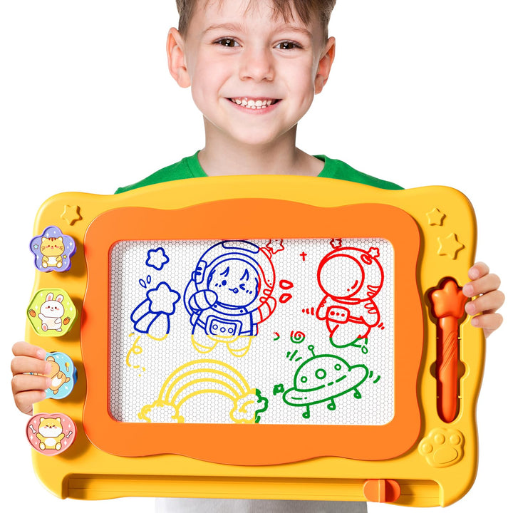 Grosse Magnetisches Zeichenbrett Spielzeug für Kinder Alter 3-7 Jahre, löschbare Doodle Brett mit 4
