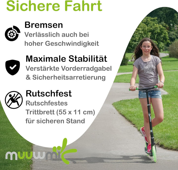 Muuwmi Lights Aluminium Scooter - Höhenverstellbarer Lenker - Geeignet für Kinder - GS-Zertifiziert