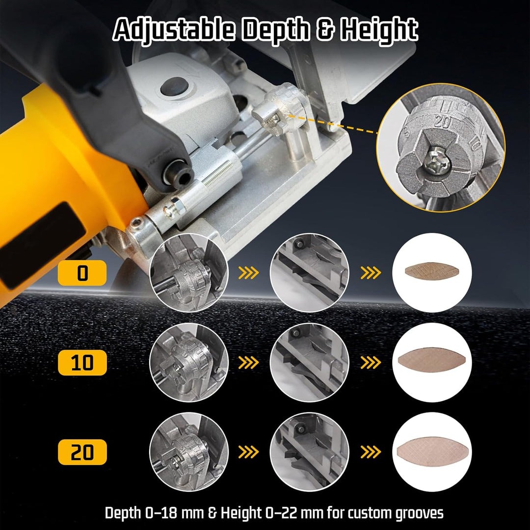 Flachdübelfräser, Holzdübel Flachdübel Dübelfräse Verstellbare Frästiefe 0–18 mm, Winkelverstellung