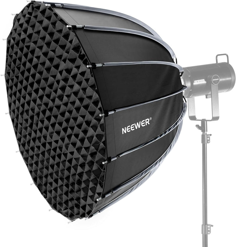 NEEWER 35,4"/90cm Softbox Parabolic Bowens Mount, Schnellwechsel mit Diffusoren/Gitter/Tasche für Vi