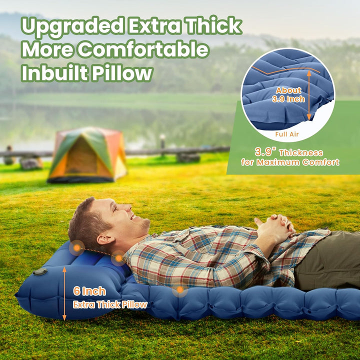 ROPODA Isomatte Camping Selbstaufblasend, Ultraleicht Isomatte Aufblasbar mit Kissen, Campingmatte m