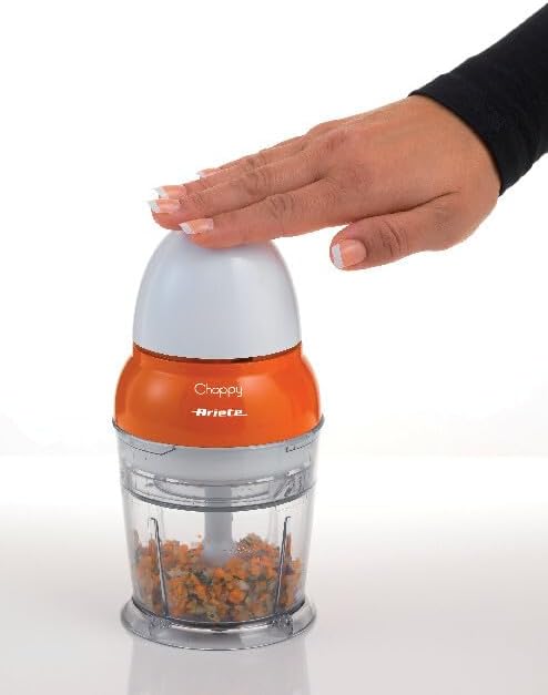 Ariete 1836 Choppy, Chopper, 160 W, Fassungsvermögen 250 ml, Edelstahlklingen, Pulsefunktion, Orange