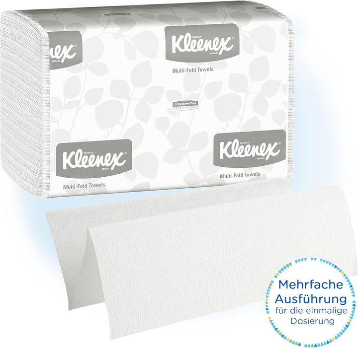 Kleenex Handtücher 1890 – Papierhandtücher – 16 Packungen Falthandtücher x 150 weisse Papiertücher (