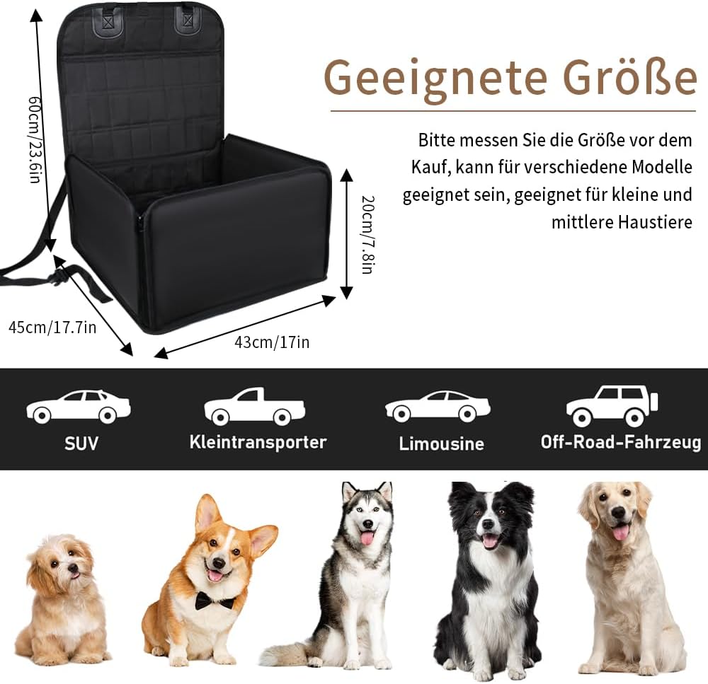 Hunde Autositz, Stabiler hundebox Auto rückbank für kleine und mittlere Hunde, Wasserdichter Hundeau