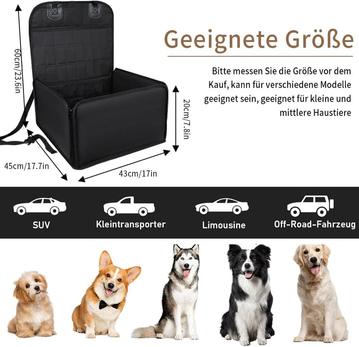 Hunde Autositz, Stabiler hundebox Auto rückbank für kleine und mittlere Hunde, Wasserdichter Hundeau