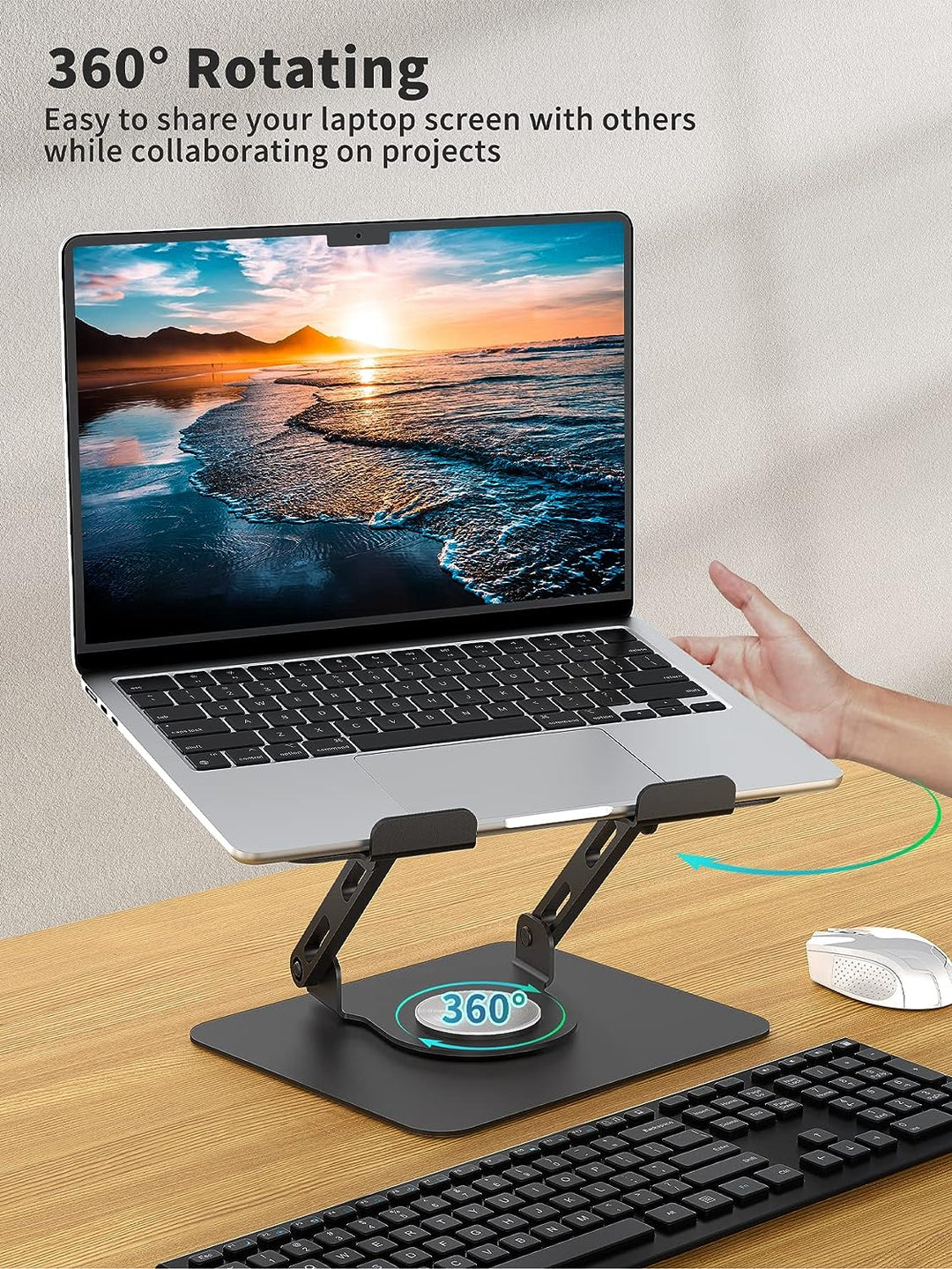 SOUNDANCE Laptopständer mit 360° drehbarer Basis, Ergonomische Computererhöhung für Schreibtisch, Ei