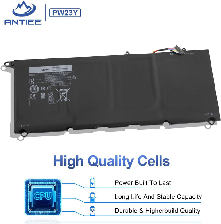 ANTIEE New 60Wh PW23Y Laptop Akku für Dell XPS 13 9360 13-9360-D1605G 13-9360-D1509 XPS 13-9360-D150