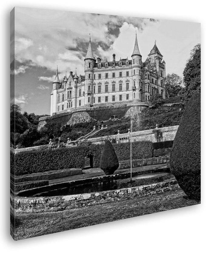 deyoli edles Schloss in Schottland Format: 60x60 Effekt: Schwarz&Weiss als Leinwandbild, Motiv ferti
