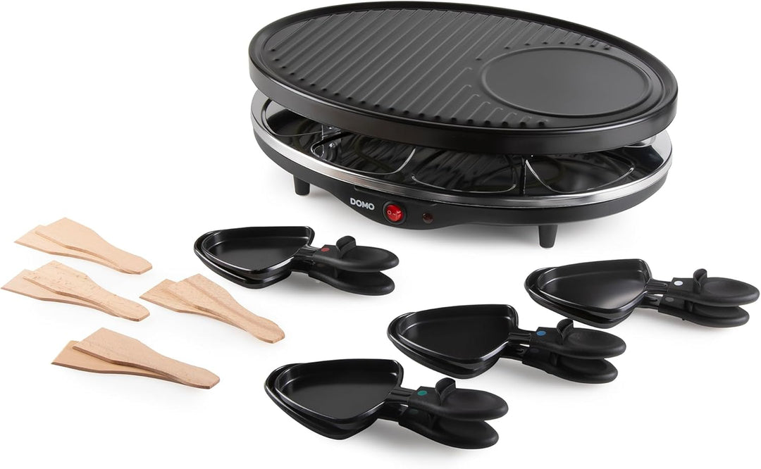 DOMO DO9038G Raclette-Grill, Metall, 1 Liter, schwarz