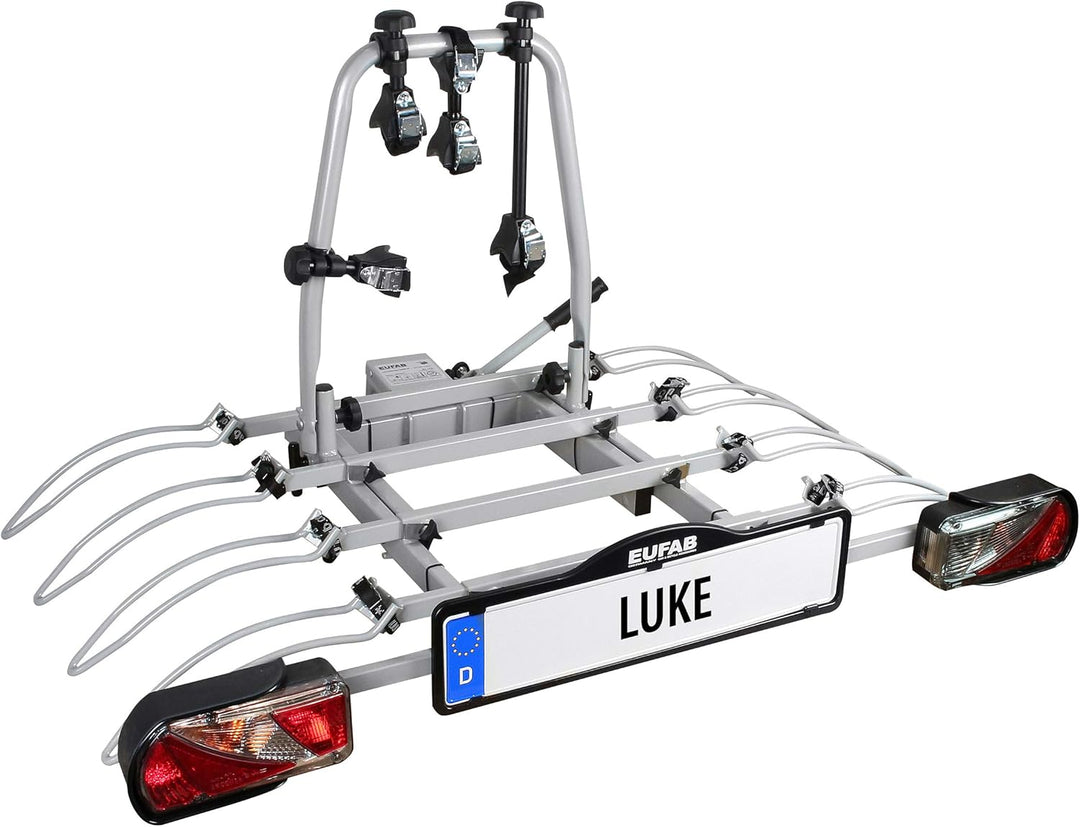 EUFAB 11514 Fahrradträger LUKE, E-Bike geeignet, Diebstahlschutz, für 4 Fahrräder, für Anhängerkuppl