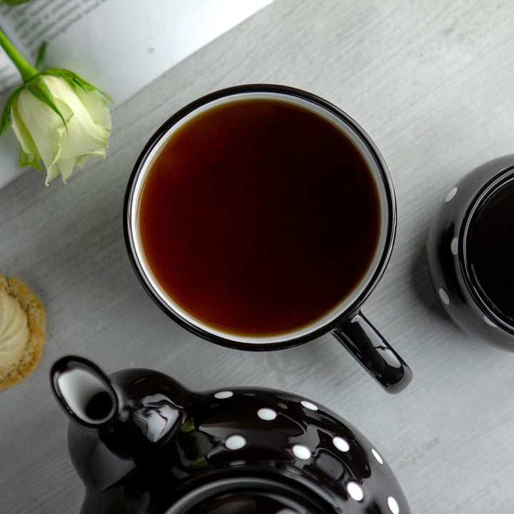 City to Cottage® - Keramik XXL Tasse 500 ml | Kaffeebecher | Schwarz und Weiss | Polka Dots | Handge
