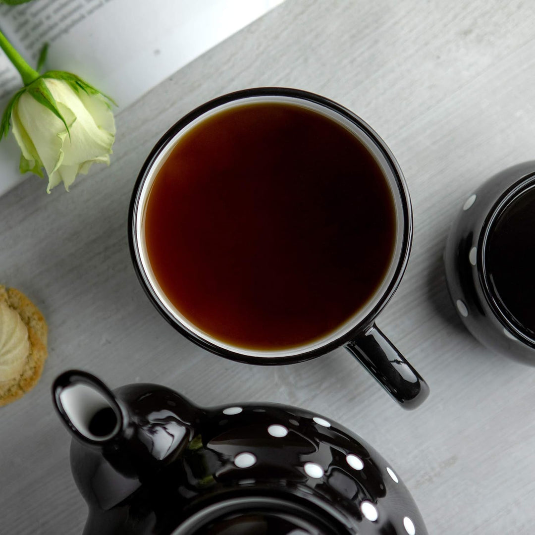 City to Cottage® - Keramik XXL Tasse 500 ml | Kaffeebecher | Schwarz und Weiss | Polka Dots | Handge