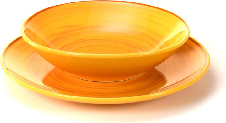 H&H Bunte Tellerservice 12 Stück - Tellerservice für 4 Personen mehrfarbig - Set aus Steinware - Fül