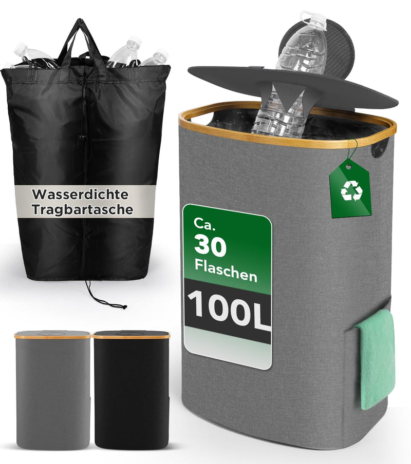 SOUTHGATE Pfandflaschen Sammelbehälter mit Deckel, Pfandbehälter [inkl. XXL Tragetasche], Leergut &