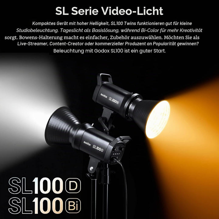 GODOX SL100D Kompakte LED-Videoleuchte Fotografie-Aufhelllicht 100W 5600K 8 Eingebaute FX-Beleuchtun