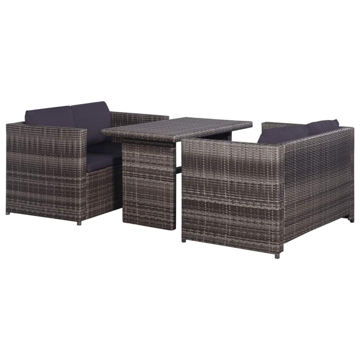 tidyard Garten-Sofagarnitur 11-TLG. Poly Rattan Sofagruppe Grau, inkl 1 Tisch + 2 Sofabank +4 Sitzpo