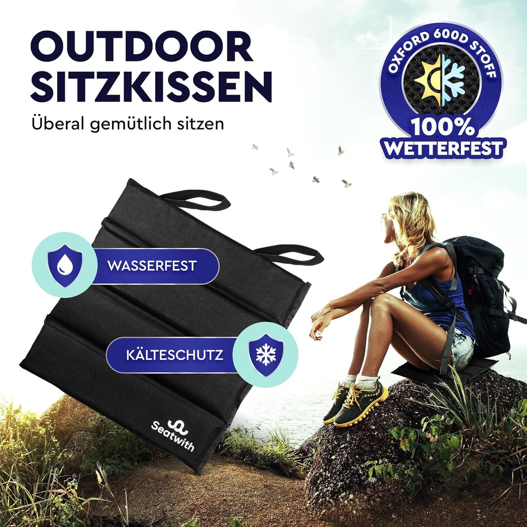 Seatwith Foldable iso seat Cushion Outdoor Sitzmatte (2 Stück) Schwarz, Outdoor Sitzmatte (2 Stück)