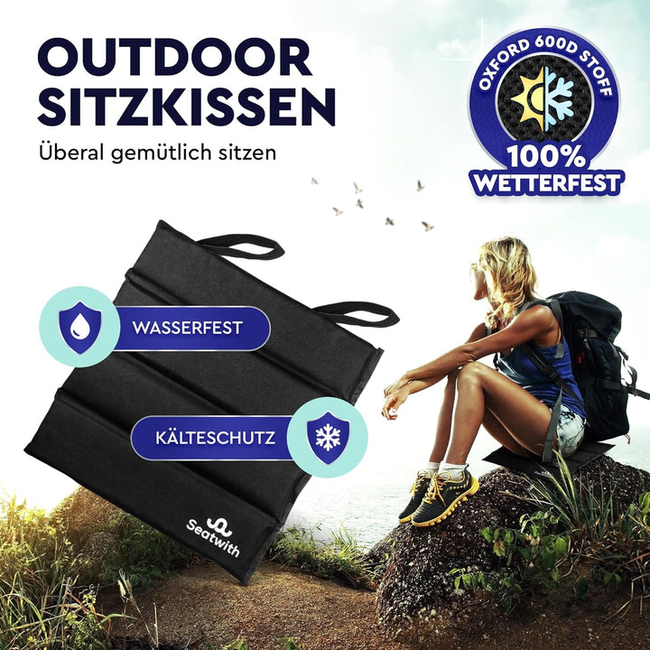 Seatwith Foldable iso seat Cushion Outdoor Sitzmatte (2 Stück) Schwarz, Outdoor Sitzmatte (2 Stück)