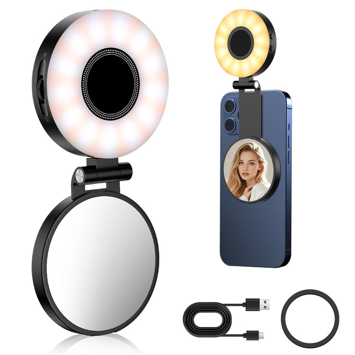 Magnetisches Selfie Licht 3 Modu Mini LED Handy 3-in-1 Magnetische Selfie Licht Kompatibel, Farbtemp