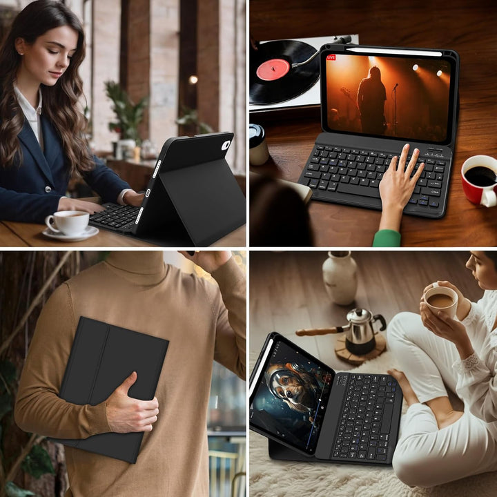 Hülle mit Tastatur für Ipad A16 11 Generation 2025/10 Generation 2022 (10,9/11 Zoll) - QWERTZ Layout