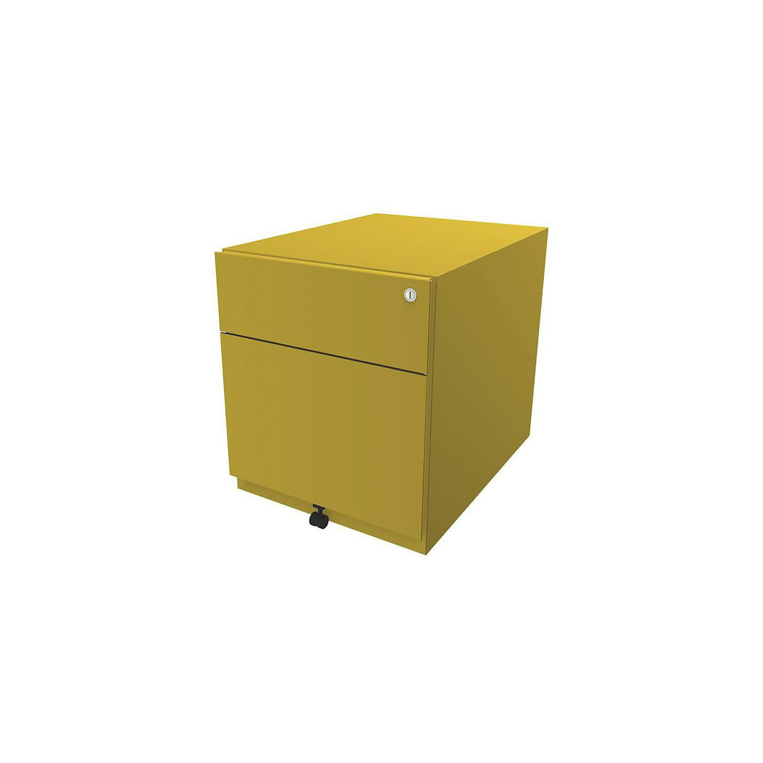 BISLEY Rollcontainer Note mit Griffleiste, 1 Universalschublade, 1 HR-Schublade, Metall, 641 Zinkgel