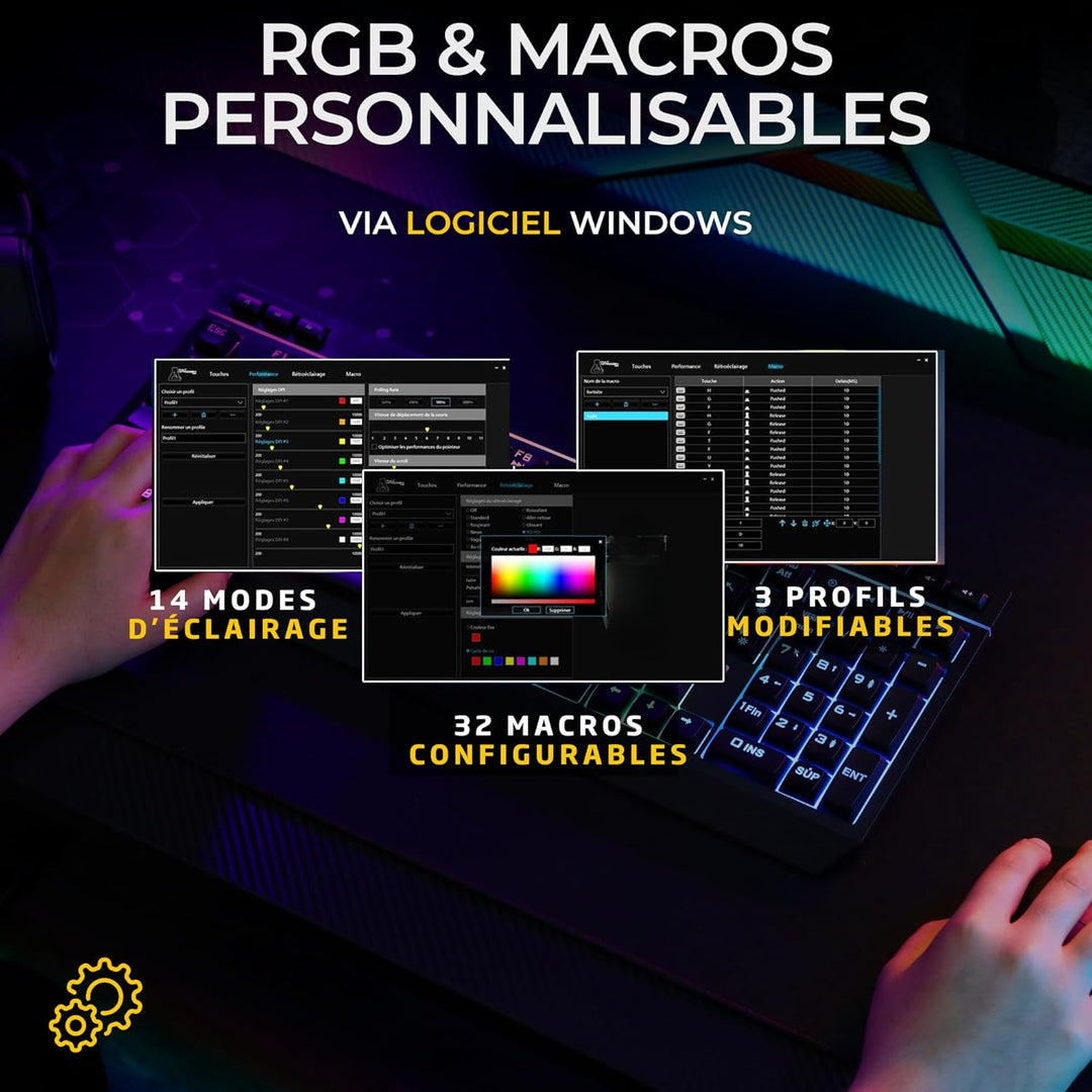 The G-Lab - Combo Tungsten EX – kabellose Tastatur – Dreifache Verbindung 2,4 GHz/BT/kabelgebunden –