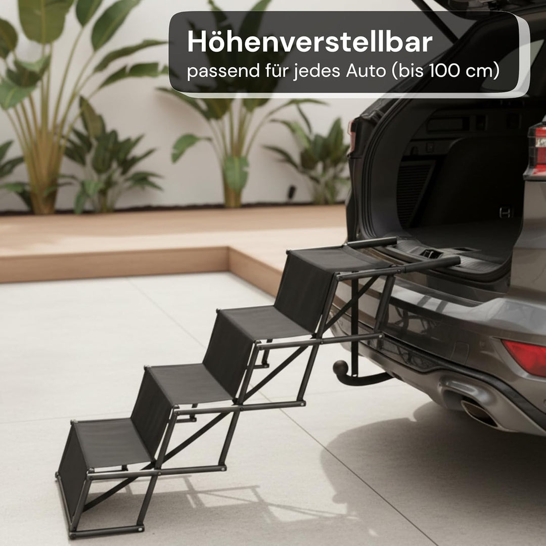 Hundetreppe Auto Klappbar - Faltbare Einstiegshilfe für Kleine bis Grosse Hunde - Höhenverstellbare
