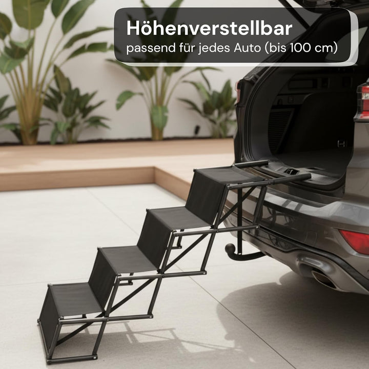 Hundetreppe Auto Klappbar - Faltbare Einstiegshilfe für Kleine bis Grosse Hunde - Höhenverstellbare