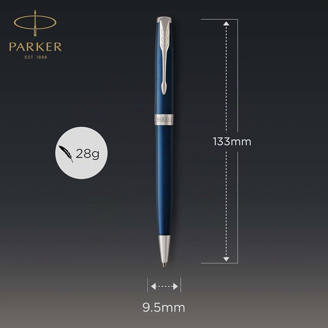 Parker Sonnet Kugelschreiber | Blaue Lackierung | Mittlere Spitze | schwarze Tinte | Geschenkbox Bla